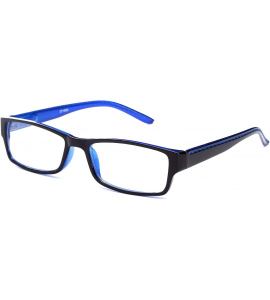 Square Unisex Two Tone Sleek Spring Temple Fashion Clear Lens Glasses - Black/Blue - CH11G6GS89J $17.64