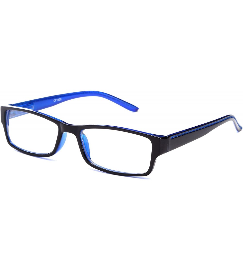 Square Unisex Two Tone Sleek Spring Temple Fashion Clear Lens Glasses - Black/Blue - CH11G6GS89J $17.64