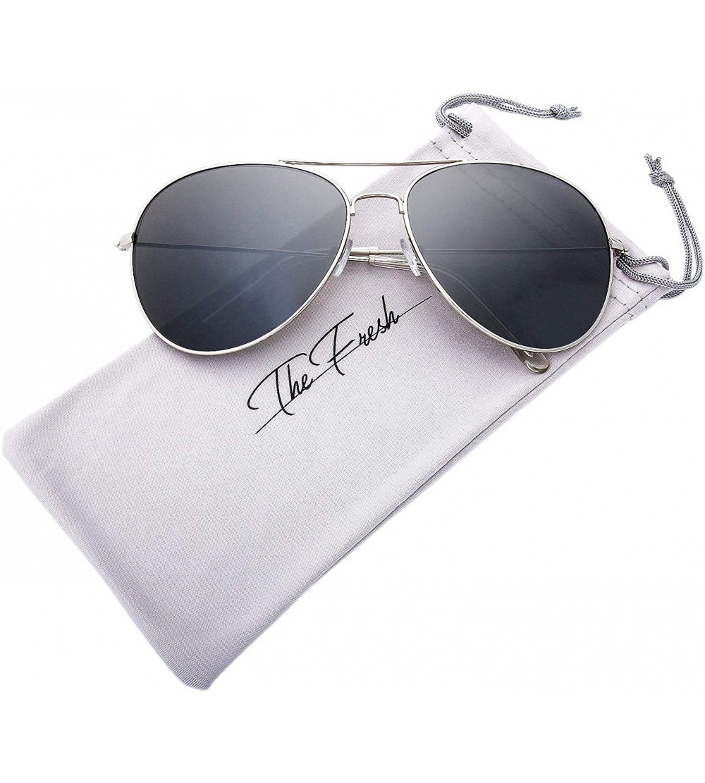 Oversized Classic Aviator Frame Light Color Lens XL Oversized Sunglasses Gift Box - 21-silver - C218OWR3O2Q $21.84