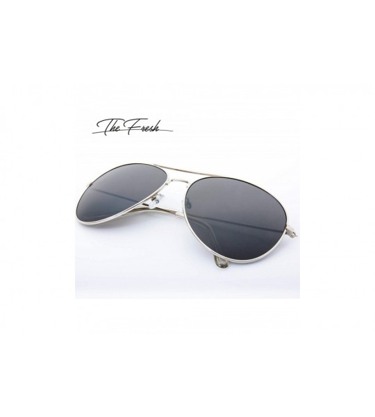 Oversized Classic Aviator Frame Light Color Lens XL Oversized Sunglasses Gift Box - 21-silver - C218OWR3O2Q $21.84