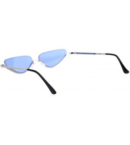 Cat Eye Womens Upside Down Half Rim Cat Eye Retro Sunglasses - Silver Blue - C618S24KOH2 $21.98