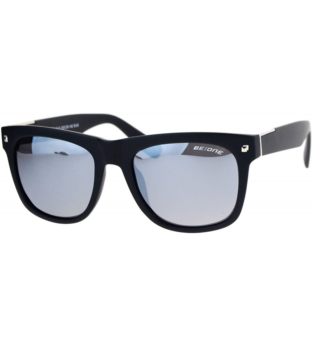 Square Polarized Lens Sunglasses Classic Square Frame Unisex Fashion Shades - Matte Black (Gray Mirror) - CU184DEE72Z $22.93