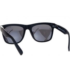 Square Polarized Lens Sunglasses Classic Square Frame Unisex Fashion Shades - Matte Black (Gray Mirror) - CU184DEE72Z $22.93