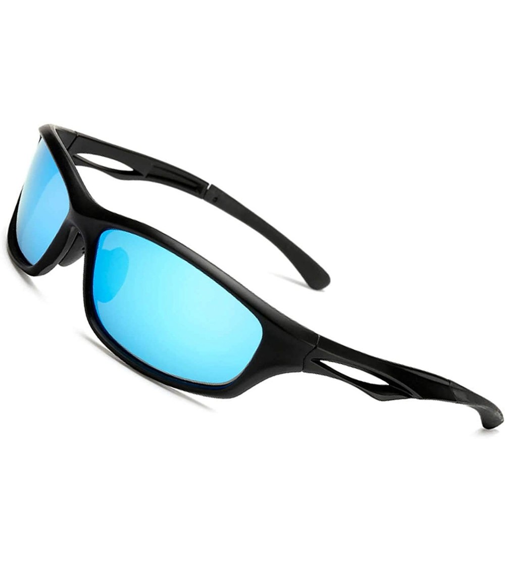 Round Polarized Sports Sunglasses for Men Cycling Driving Fishing Golf Tr90 Unbreakable Frame - CH18R478YWR $35.45