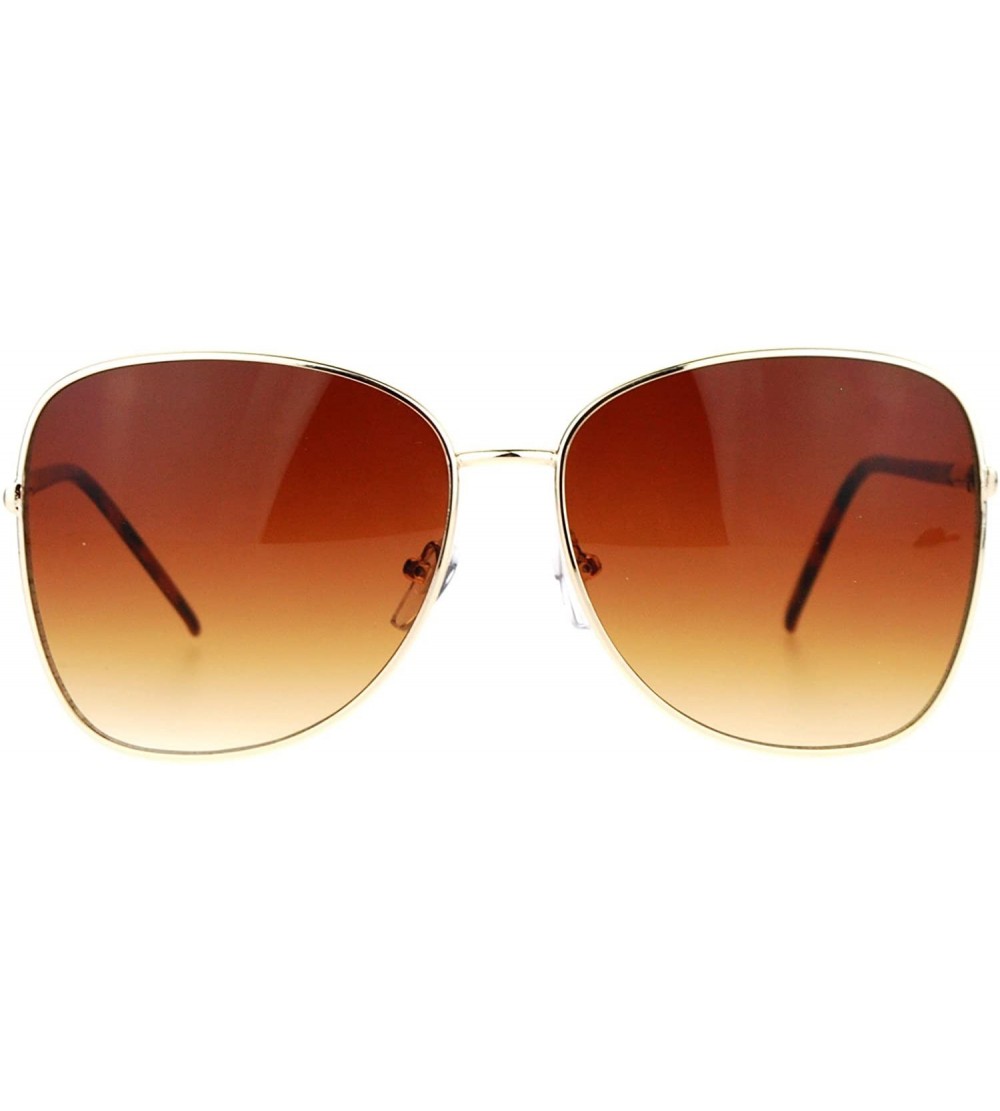 Oversized Womens Minimal Thin Metal Oversize Butterfly Sunglasses - Gold Brown Tortoise - CJ12FLPI7S7 $23.67
