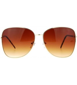 Oversized Womens Minimal Thin Metal Oversize Butterfly Sunglasses - Gold Brown Tortoise - CJ12FLPI7S7 $23.67