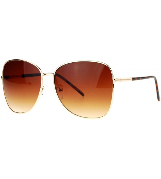 Oversized Womens Minimal Thin Metal Oversize Butterfly Sunglasses - Gold Brown Tortoise - CJ12FLPI7S7 $23.67