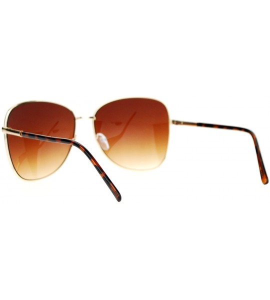 Oversized Womens Minimal Thin Metal Oversize Butterfly Sunglasses - Gold Brown Tortoise - CJ12FLPI7S7 $23.67