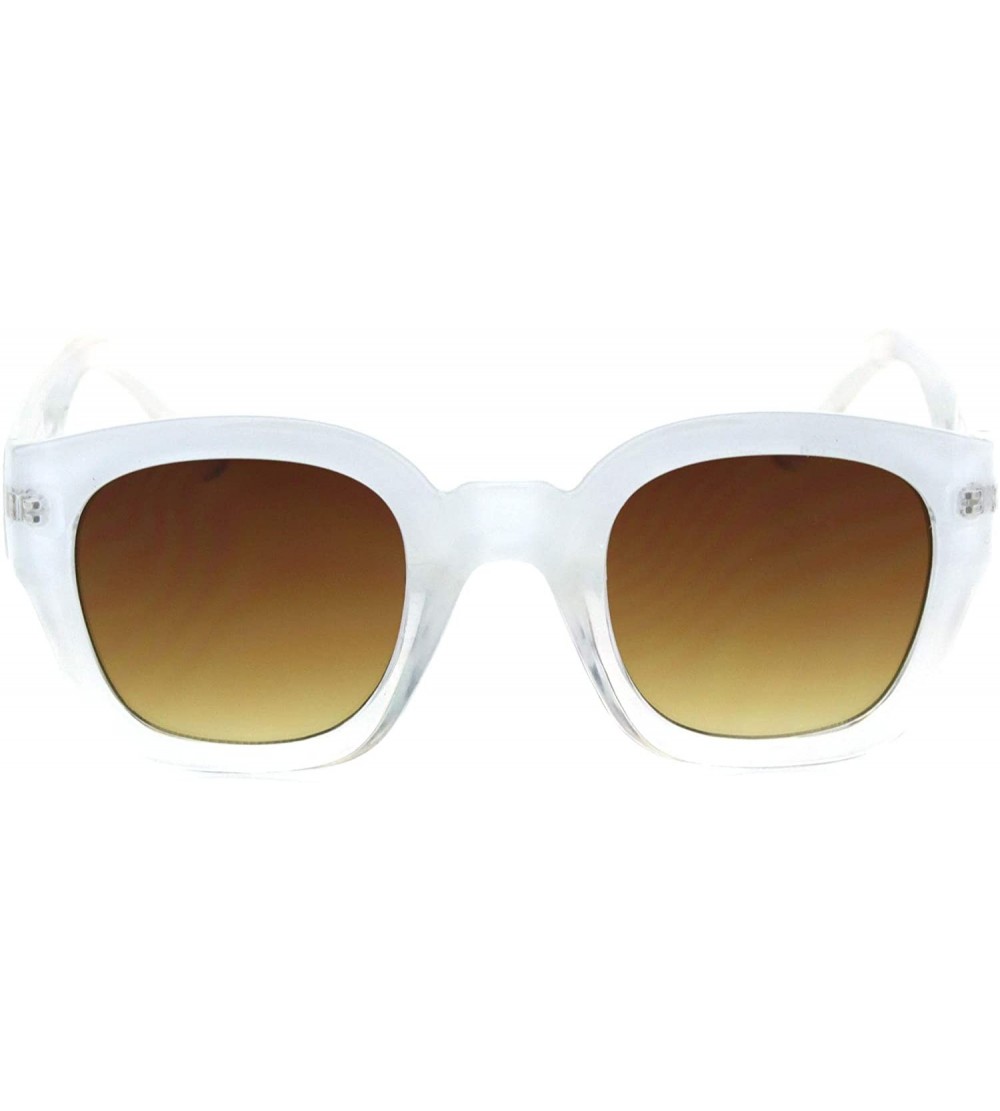 Rectangular Mens Thick Vintage Plastic Nerdy Hipster Retro Sunglasses - White Brown - C118R9C05RS $18.54