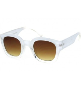 Rectangular Mens Thick Vintage Plastic Nerdy Hipster Retro Sunglasses - White Brown - C118R9C05RS $18.54