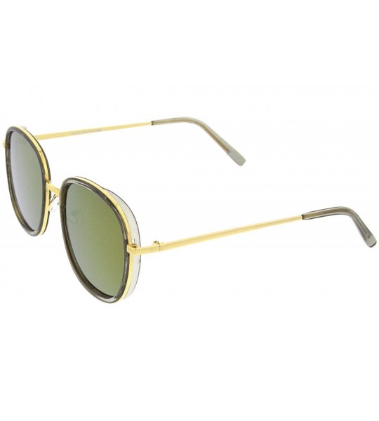 Square Modern Metal Temple Trim Colored Mirror Flat Lens Square Sunglasses 55mm - Blue-gold / Purple Mirror - CY12LZRTA8Z $18.96