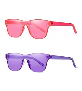 Rimless One Piece Rimless Tinted Sunglasses Transparent Candy Color Glasses - Pink+purple - CR18G2H7645 $23.91