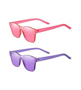 Rimless One Piece Rimless Tinted Sunglasses Transparent Candy Color Glasses - Pink+purple - CR18G2H7645 $23.91