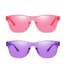 Rimless One Piece Rimless Tinted Sunglasses Transparent Candy Color Glasses - Pink+purple - CR18G2H7645 $23.91