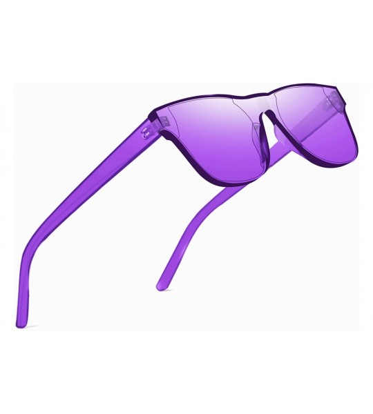 Rimless One Piece Rimless Tinted Sunglasses Transparent Candy Color Glasses - Pink+purple - CR18G2H7645 $23.91