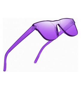 Rimless One Piece Rimless Tinted Sunglasses Transparent Candy Color Glasses - Pink+purple - CR18G2H7645 $23.91