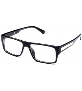 Oversized Unisex Retro Squared Celebrity Star Simple Clear Lens Fashion Glasses - 1822 Black - CM11T16J51V $19.42