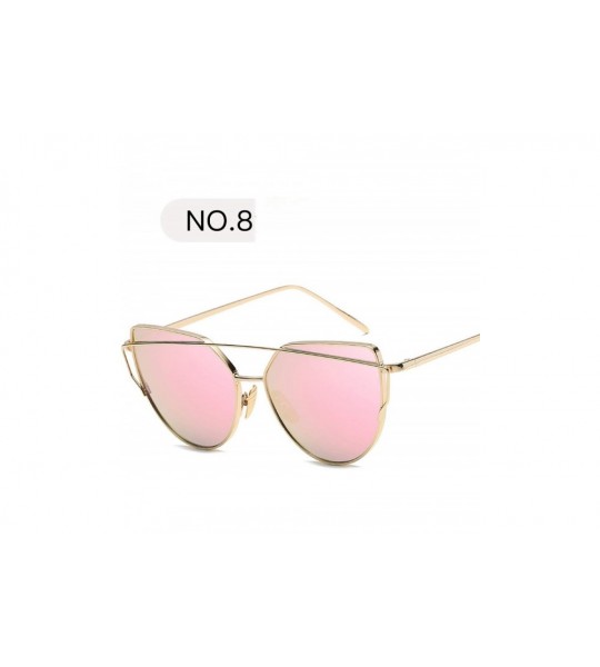 Oversized New Cat Eye Sunglasses Women Luxury Brand Design Mirror Lens Vintage Sun Glasses - C8 - CW18W7YYRST $42.12