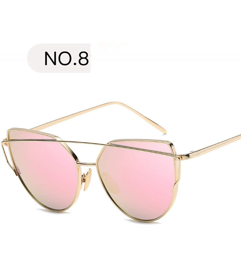 Oversized New Cat Eye Sunglasses Women Luxury Brand Design Mirror Lens Vintage Sun Glasses - C8 - CW18W7YYRST $42.12