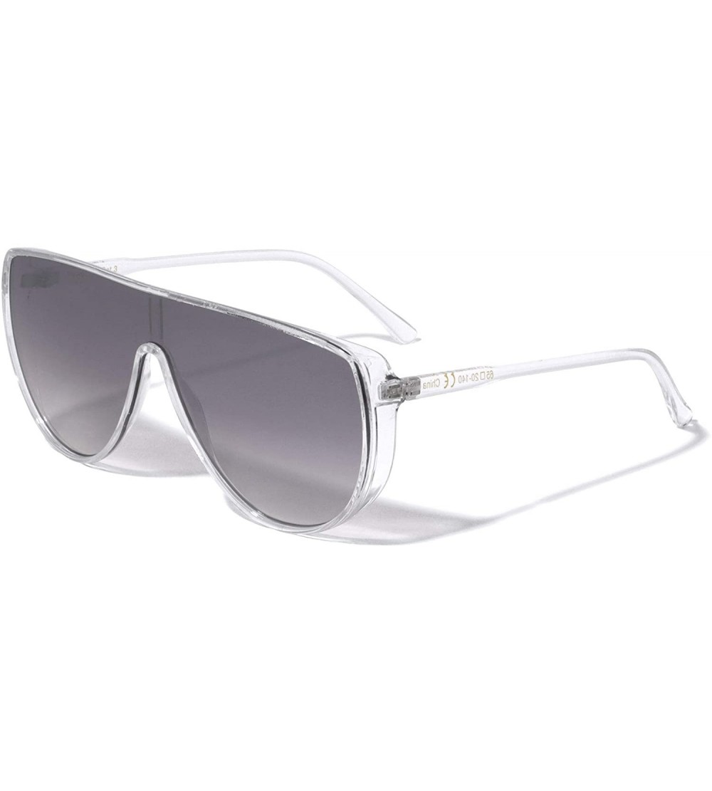 Round Flat Top Round Shield Fashion Sunglasses - Gray Clear - C8196ZHER60 $27.20