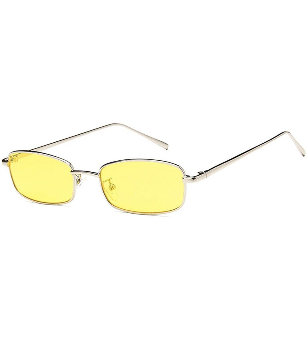 Oversized Vintage style Sunglasses for Unisex metal Resin UV 400 Protection Sunglasses - Silver Yellow - CU18SZTXZ73 $29.44