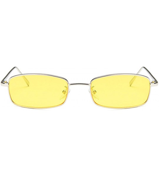 Oversized Vintage style Sunglasses for Unisex metal Resin UV 400 Protection Sunglasses - Silver Yellow - CU18SZTXZ73 $29.44