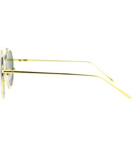 Round Round Steam Punk Futurism Double Metal Bridge Sunglasses - Clear Gold - C812D63NW95 $22.63