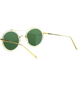 Round Round Steam Punk Futurism Double Metal Bridge Sunglasses - Clear Gold - C812D63NW95 $22.63