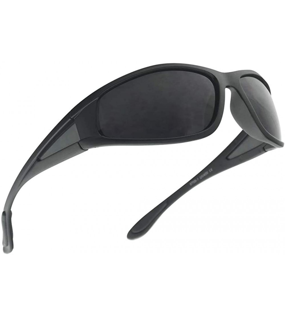 Wrap Men Limited Edition Super Dark Shades Wrap Around Motorcycle Biker Sunglasses - Matte Black - CP12OBO3R14 $23.64