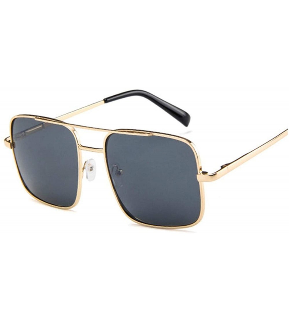 Aviator New Oversized Square Sunglasses Women Designer Frame Transparent Gradient Sun Glasses Female Feminino - Goldgray - CE...