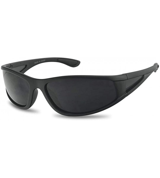 Wrap Men Limited Edition Super Dark Shades Wrap Around Motorcycle Biker Sunglasses - Matte Black - CP12OBO3R14 $23.64