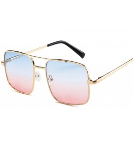 Aviator New Oversized Square Sunglasses Women Designer Frame Transparent Gradient Sun Glasses Female Feminino - Goldgray - CE...