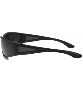 Wrap Men Limited Edition Super Dark Shades Wrap Around Motorcycle Biker Sunglasses - Matte Black - CP12OBO3R14 $23.64