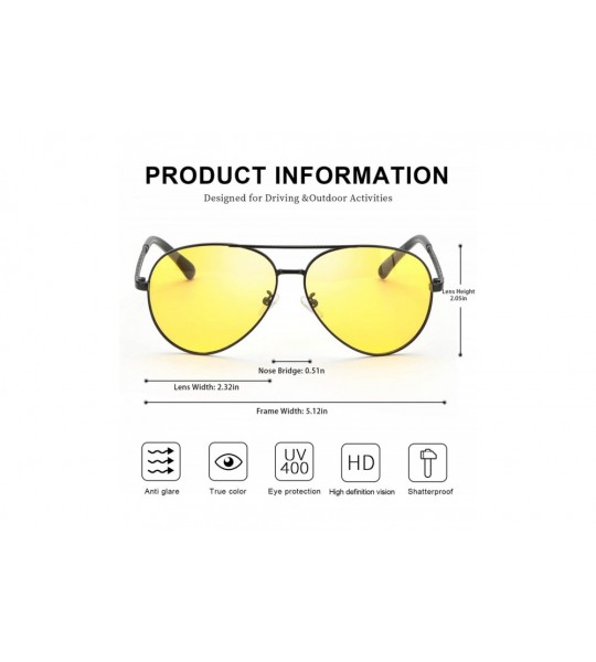 Square Night-Driving Glasses Polarized Anti Glare Fog Rain HD Night-Vision Glasses- Yellow Tint Lens for Men & Women - C2192T...