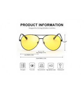 Square Night-Driving Glasses Polarized Anti Glare Fog Rain HD Night-Vision Glasses- Yellow Tint Lens for Men & Women - C2192T...