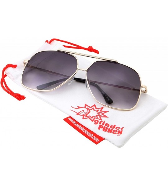 Aviator XL Large Big Frame Square Oversized Aviator Sunglasses for Men and Women - Gold - CG18H3Y3UDU $18.92