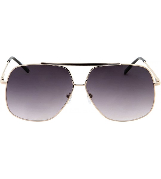 Aviator XL Large Big Frame Square Oversized Aviator Sunglasses for Men and Women - Gold - CG18H3Y3UDU $18.92