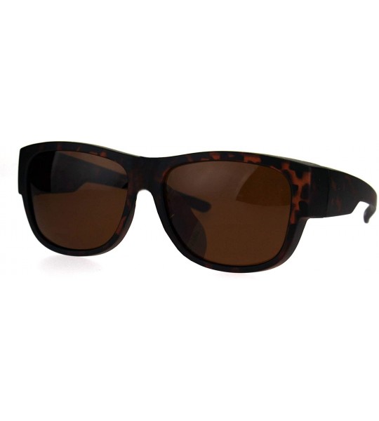 Rectangular Polarized Mens Fitover 55mm Light Weight Rectangular Sunglasses - Matte Tortoise - C11862Y8TMW $23.04