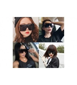 Shield Oversized Sunglasses for Women Square Shield Plastic Frame 100% UV400 Protection - Leopard a - CS18S9QDR0A $19.22