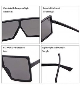 Shield Oversized Sunglasses for Women Square Shield Plastic Frame 100% UV400 Protection - Leopard a - CS18S9QDR0A $19.22