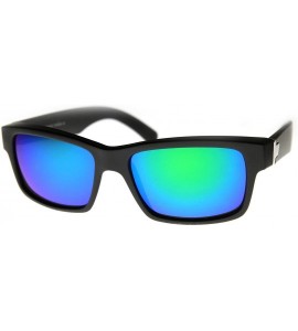 Rectangular Action Sports Colorful Two-Tone Rectangle Color Mirror Lens Sunglasses (Black Midnight) - CK11S6LM25D $19.27