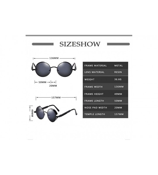 Round Classic Steampunk Sunglasses Glasses Designer - C6 - CS198EZ9O4X $37.58