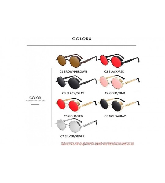 Round Classic Steampunk Sunglasses Glasses Designer - C6 - CS198EZ9O4X $37.58