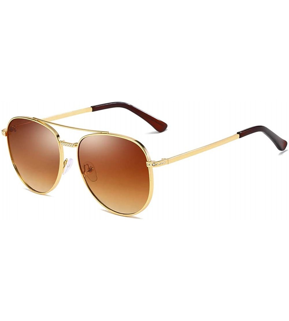 Oval Women Sunglasses Retro Grey Drive Holiday Oval Non-Polarized UV400 - Brown - C818R0R4ZNN $18.20