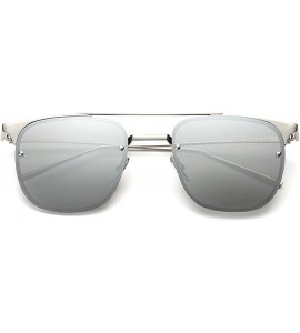 Wrap Flat Top Metal Square Sunglasses Glasses 54mm - Silver - CC12L8B8C0V $26.49