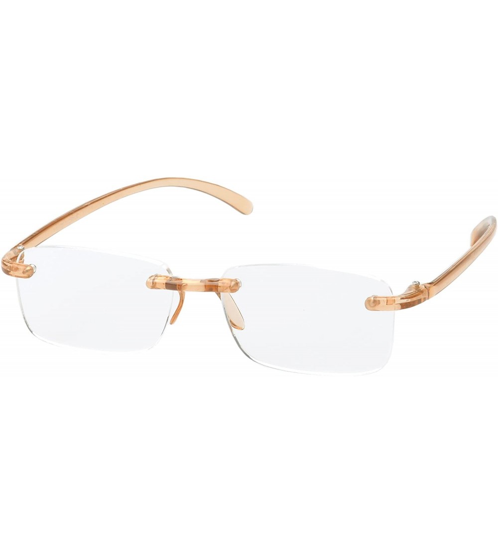 Rimless 'Ashton' Rectangle Reading Glasses - Brown-1.50 - CM11P2VC8J5 $35.22