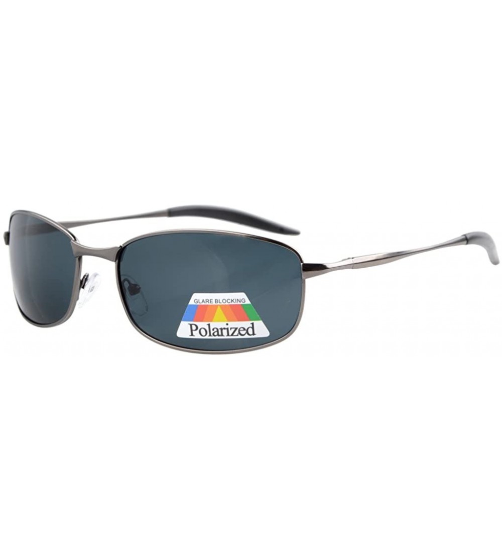 Sport Metal Frame Fishing Golf Cycling Flying Outdoor Polarized Sunglasses - S15006 Polarized Gunmetal Frame/Grey Lens - CM12...
