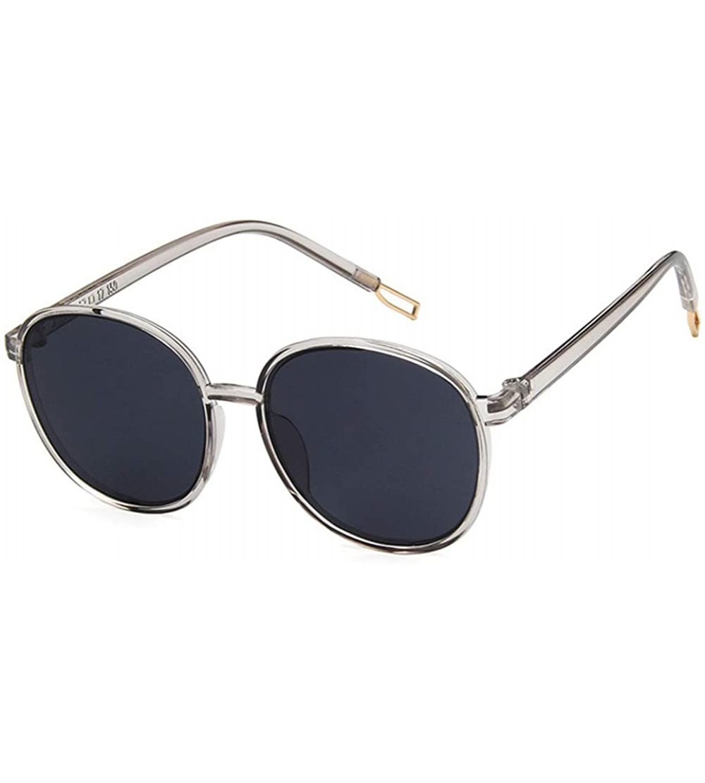 Round Unisex Sunglasses Retro Bright Black Grey Drive Holiday Round Non-Polarized UV400 - Grey - C318RI0SA00 $17.15