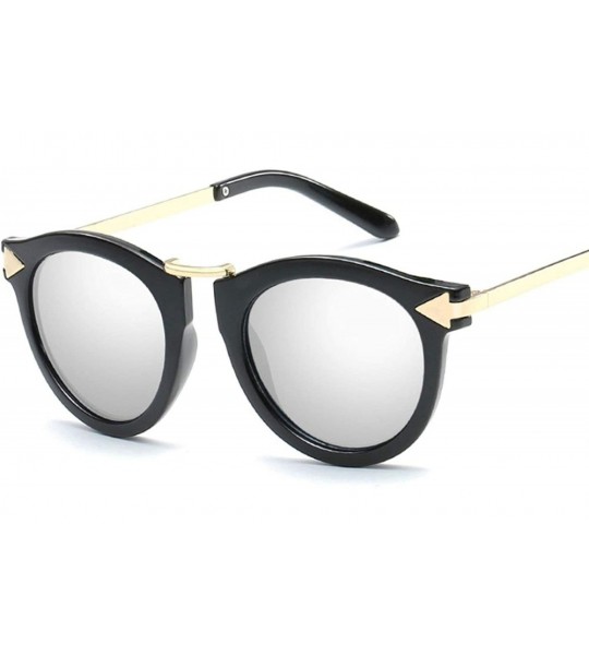 Oversized Classic Retro Round Arrow Sunglasses for Men or Women Metal PC UV400 Sunglasses - Silver - CY18SAR54RI $27.99