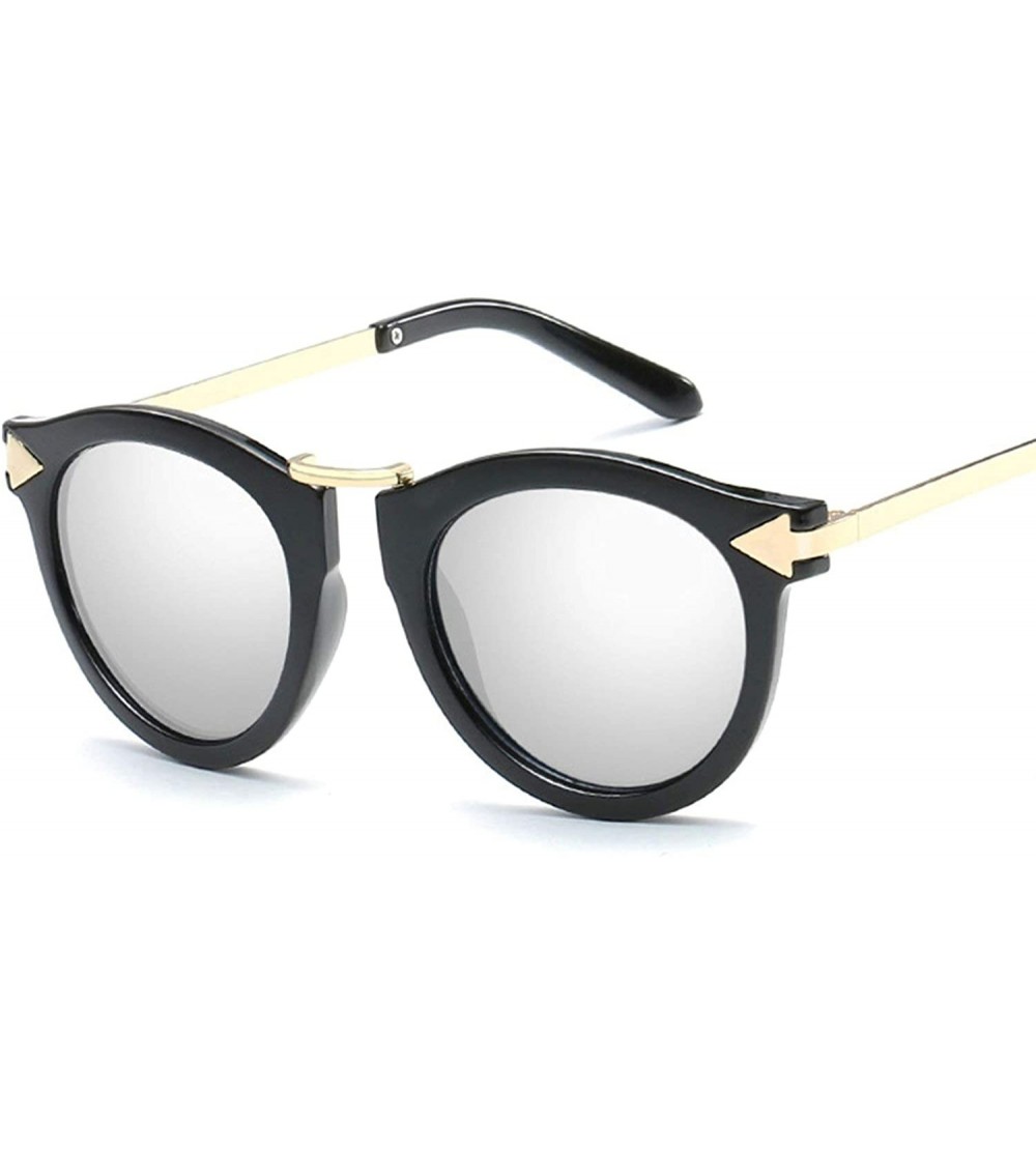 Oversized Classic Retro Round Arrow Sunglasses for Men or Women Metal PC UV400 Sunglasses - Silver - CY18SAR54RI $27.99